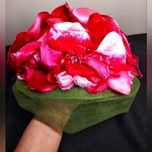 Vintage Lemington pink Floral hat mesh green 22
